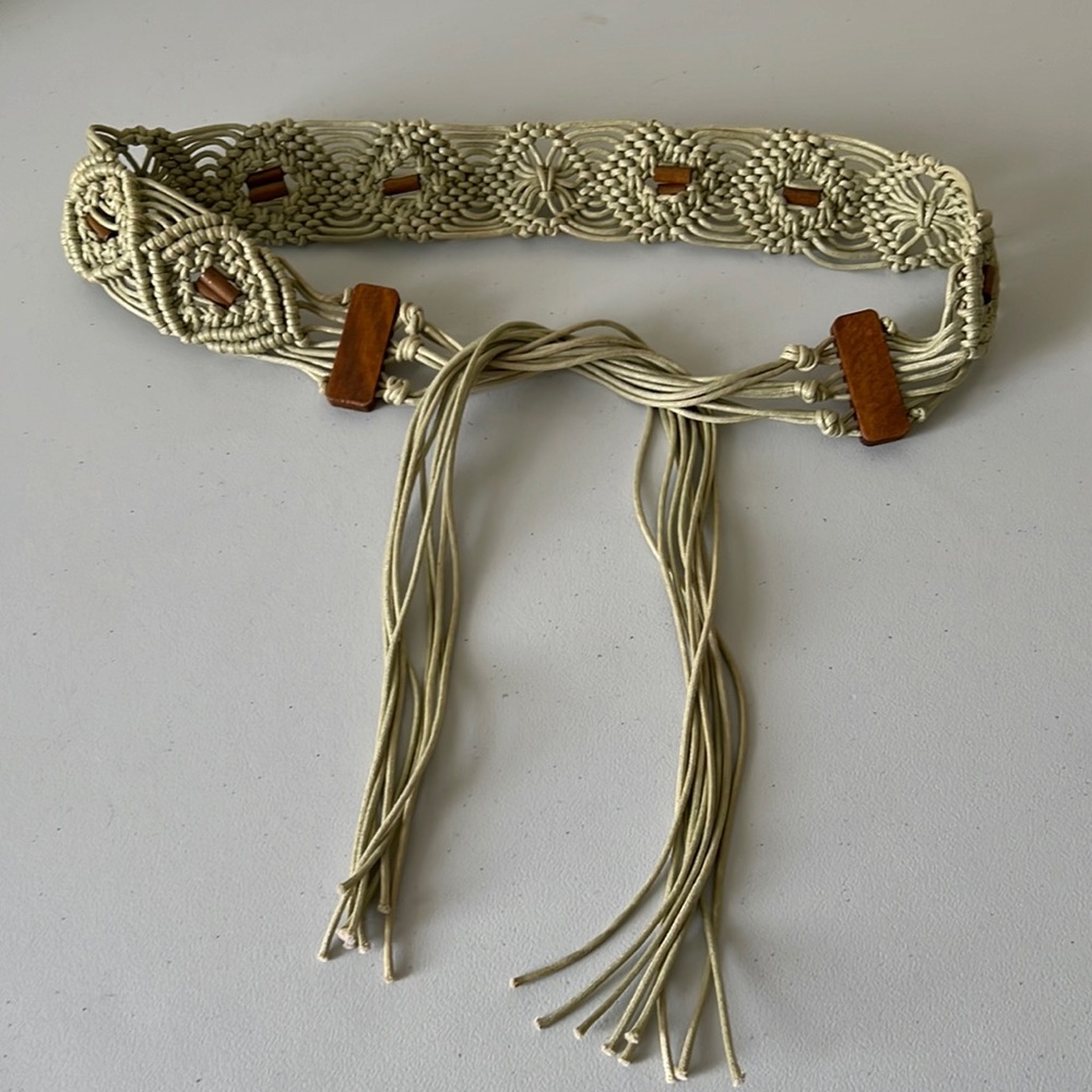 Sage Macrame Wood Bead Belt